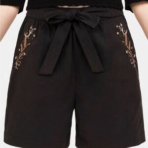 Disturbia Embroidered Black Women's Shorts